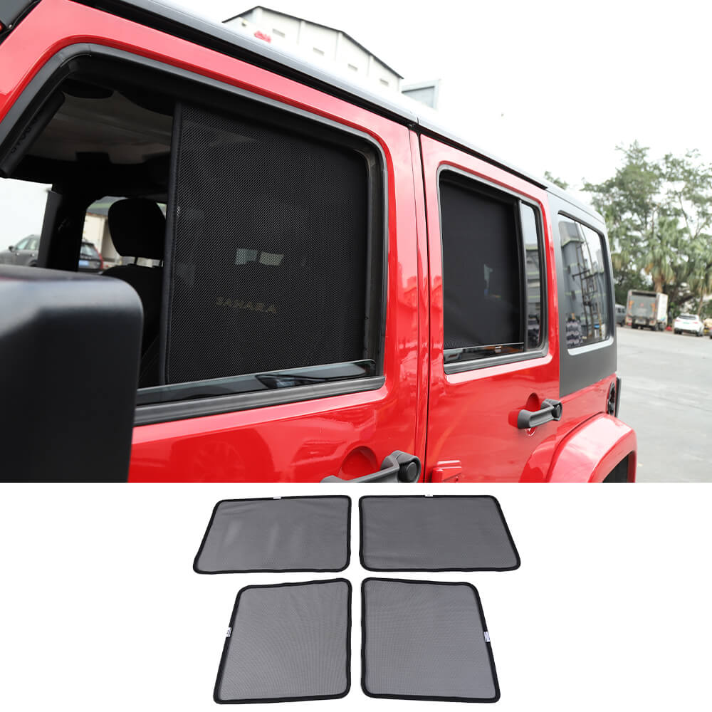 For 2007-2018 Jeep Wrangler JK Car Front & Rear Window SunShade Bug Insect Screen Mesh 4pcs
