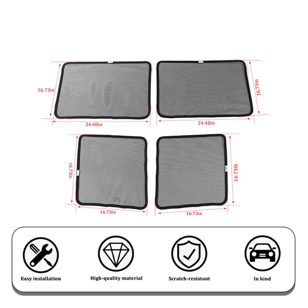 For 2007-2018 Jeep Wrangler JK Car Front & Rear Window SunShade Bug Insect Screen Mesh 4pcs - Image 6