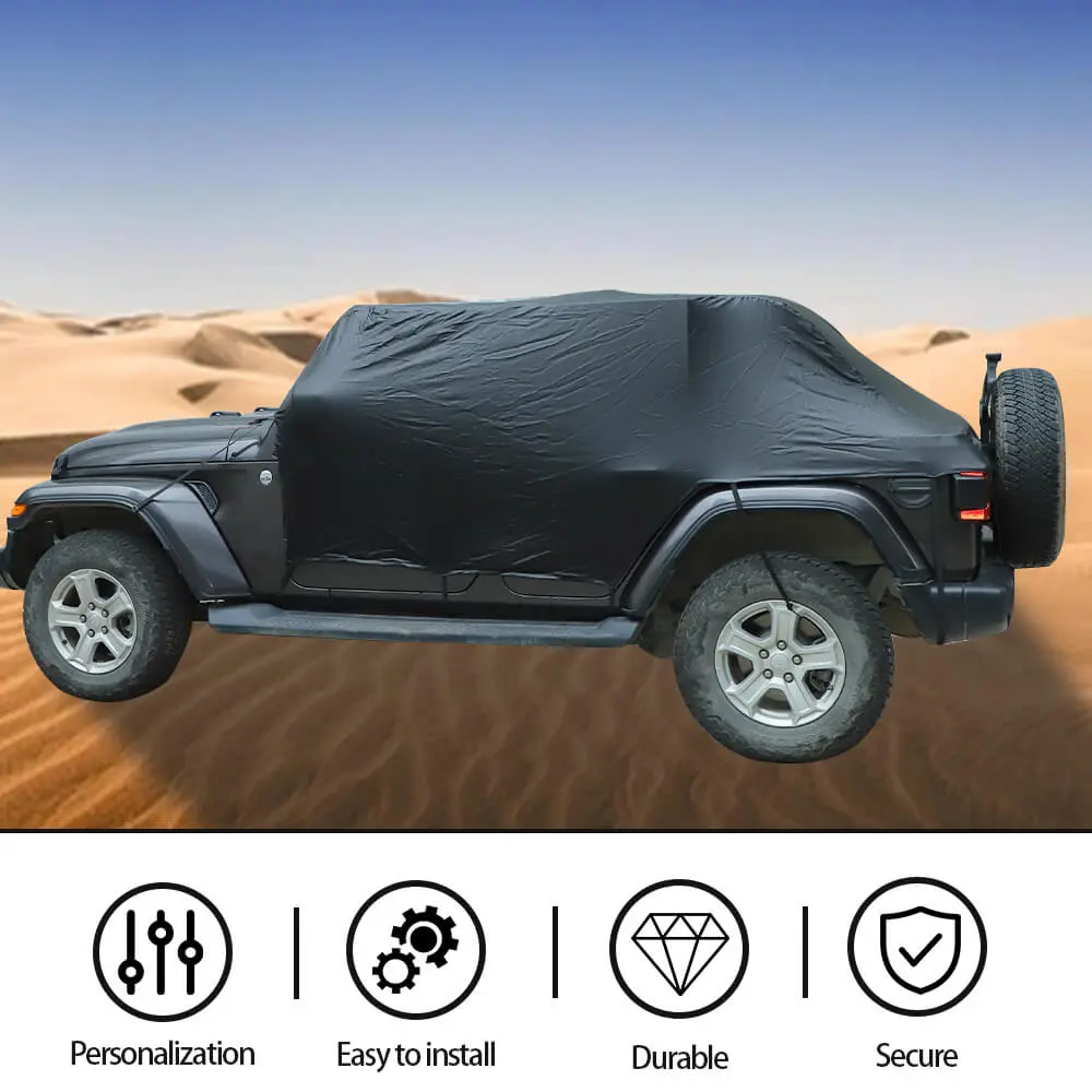 For 2018+ Jeep Wrangler JL JLU 4Door Car Rain Sunshade Half Cover UV Protection - Image 5