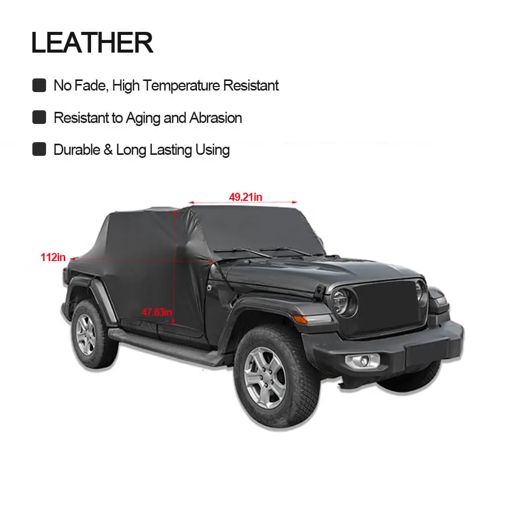 For 2018+ Jeep Wrangler JL JLU 4Door Car Rain Sunshade Half Cover UV Protection - Image 6
