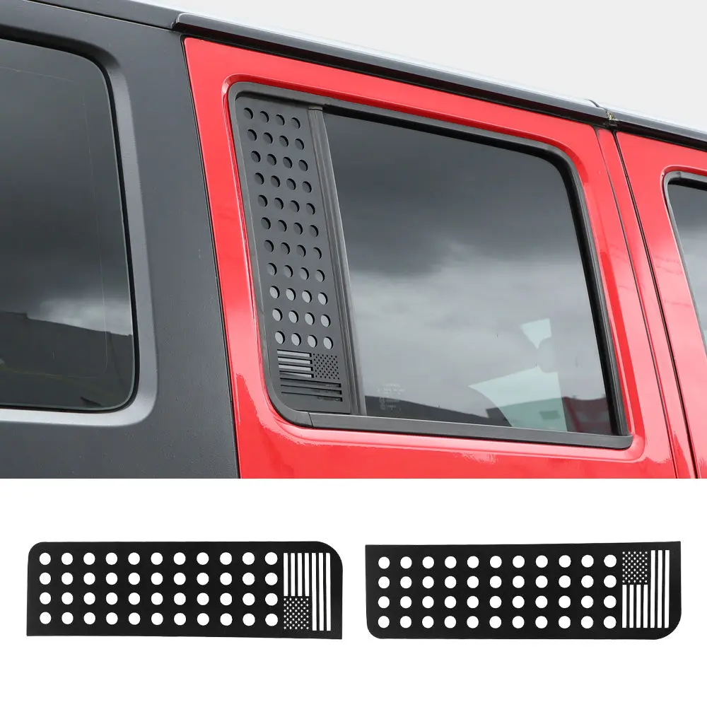For 2007-2018 Jeep Wrangler JKU 4Doors Rear Door Window Glass Panel Trim Cover - Image 7