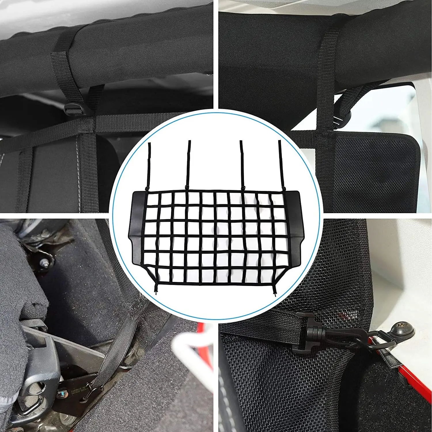 For Jeep Wrangler JK JKU & JL JLU 4 Door Rear Trunk Isolation Cargo Net Organizer Dog Barrier Mesh - Image 3