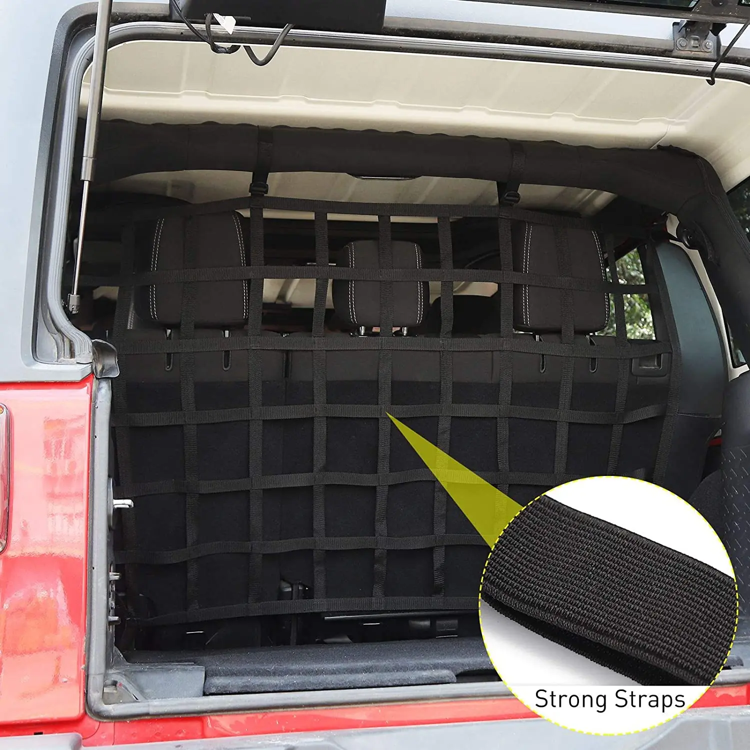 For Jeep Wrangler JK JKU & JL JLU 4 Door Rear Trunk Isolation Cargo Net Organizer Dog Barrier Mesh - Image 4