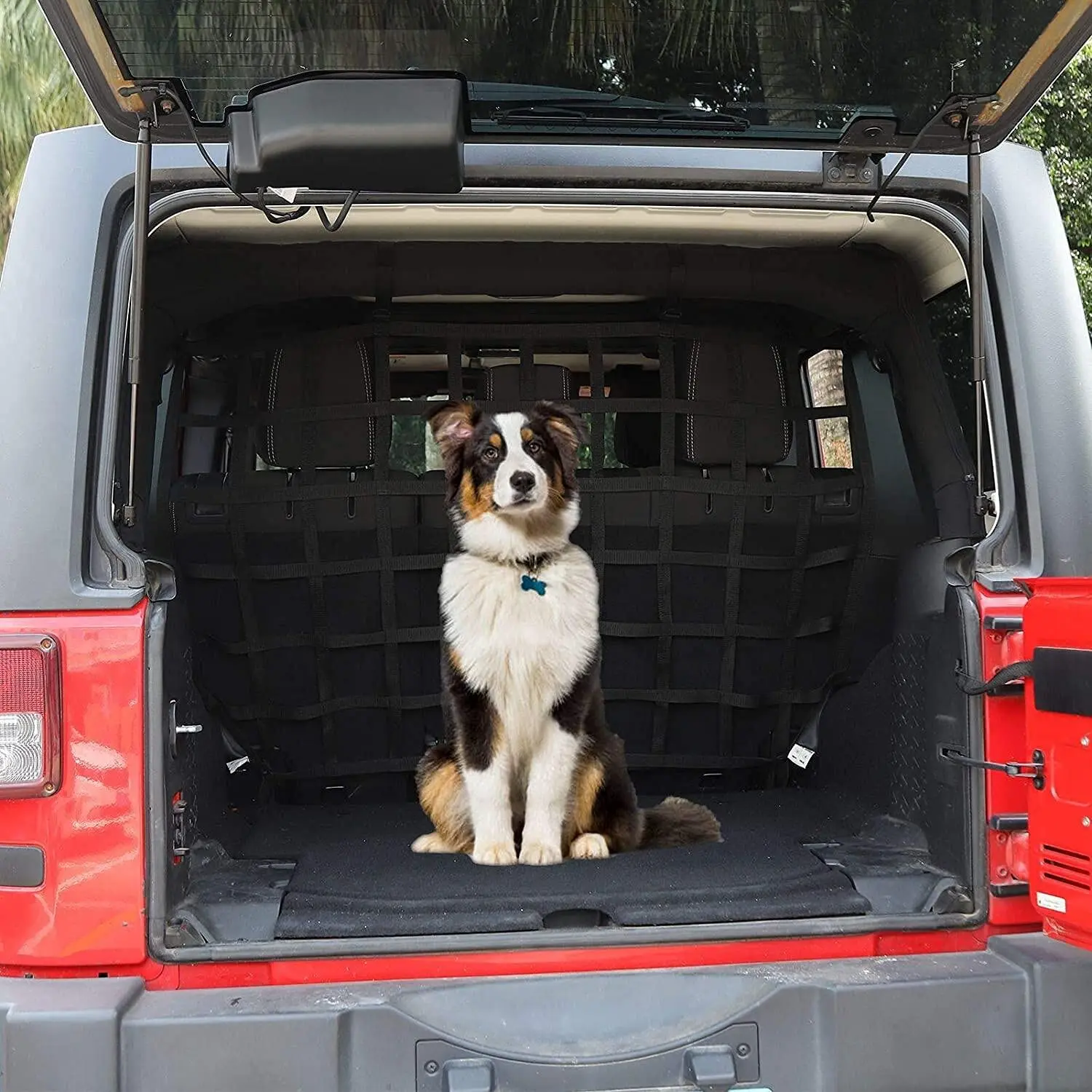 For Jeep Wrangler JK JKU & JL JLU 4 Door Rear Trunk Isolation Cargo Net Organizer Dog Barrier Mesh - Image 5