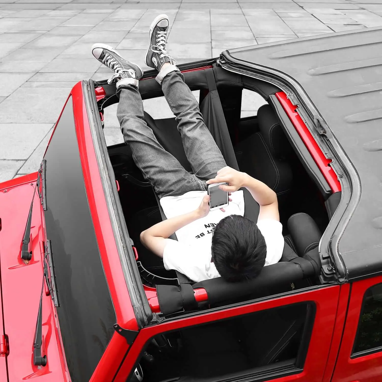 For Jeep Wrangler YJ TJ JK JKU JL JLU JT Car Roof Hammock Cargo Net Sunshade - Image 6