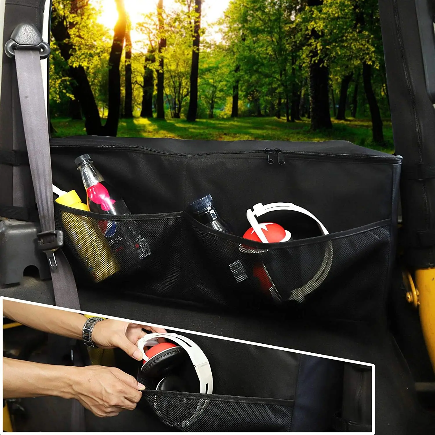 For 1997-2006 Jeep Wrangler TJ Car Trunk Organizer, Rear Cargo Organizer Driver Side Storage Bag Pouches - Image 5