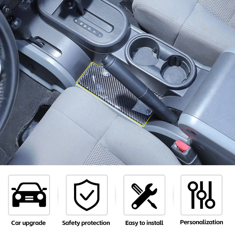 For 2007-2010 Jeep Wrangler JK Carbon Fiber Hand Brake Front & Rear Panel Decor Cover Trim - Image 7