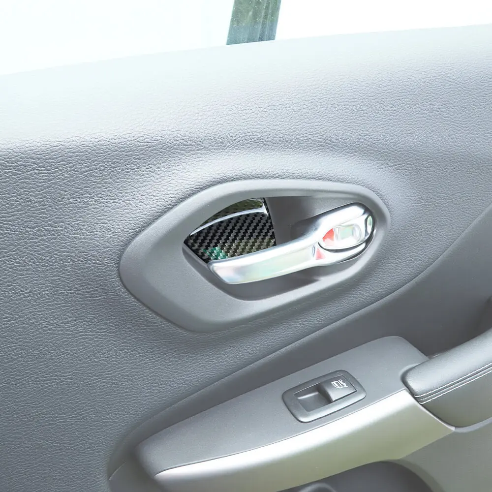 For 2014+ Jeep Cherokee Real Carbon Fiber Interior Door Bowl Sticker Cover Trim - Image 3