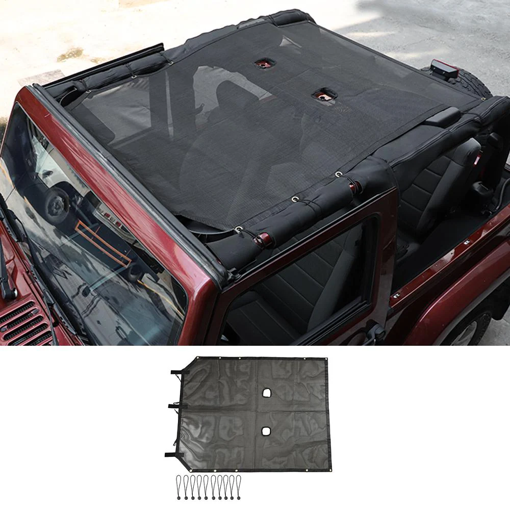 For 2007-2018 Jeep Wrangler JK 2-Door Sunroof Sun Shade Insulation Net Black