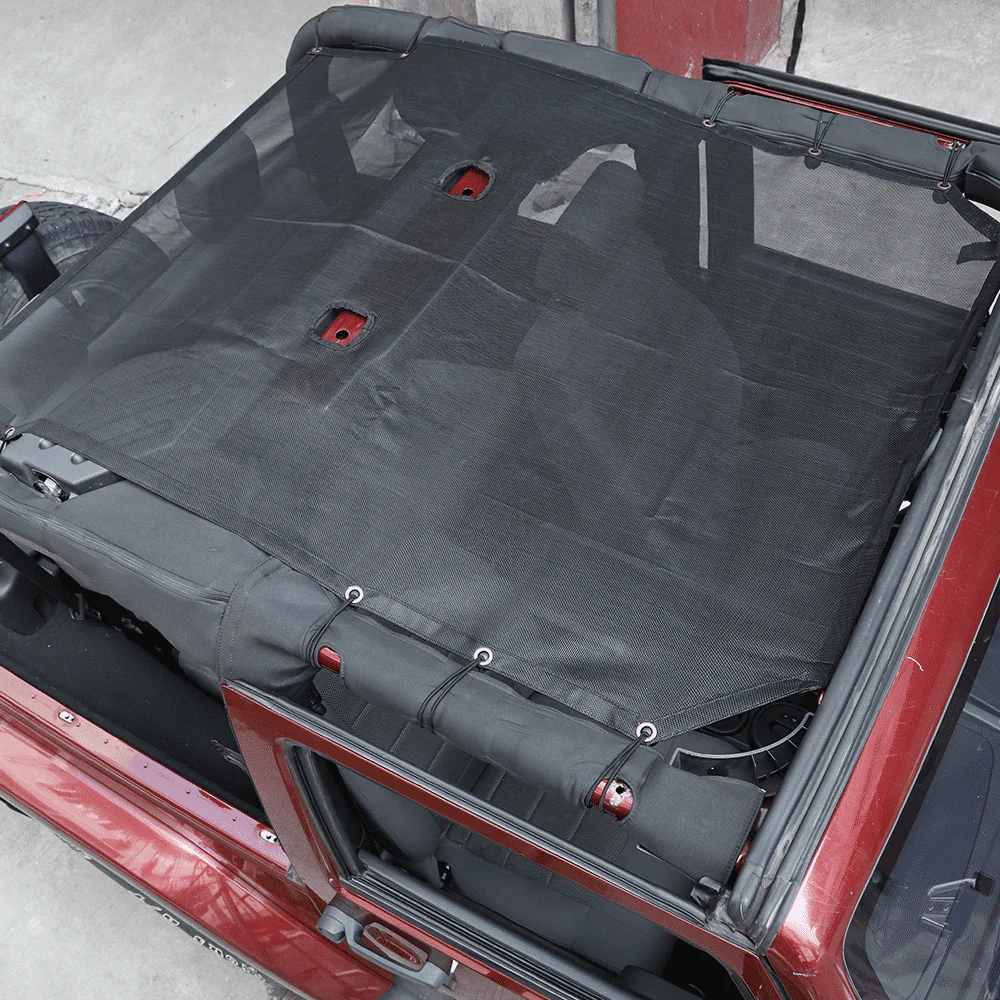 For 2007-2018 Jeep Wrangler JK 2-Door Sunroof Sun Shade Insulation Net Black - Image 3