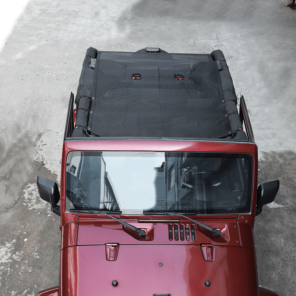 For 2007-2018 Jeep Wrangler JK 2-Door Sunroof Sun Shade Insulation Net Black - Image 4