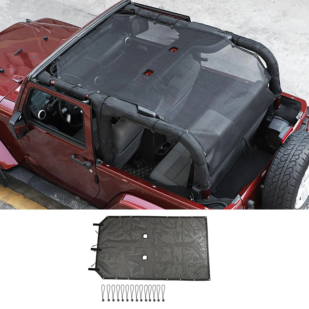For 2007-2018 Jeep Wrangler JK 2-Door Sunroof Sun Shade Insulation Net Black - Image 9