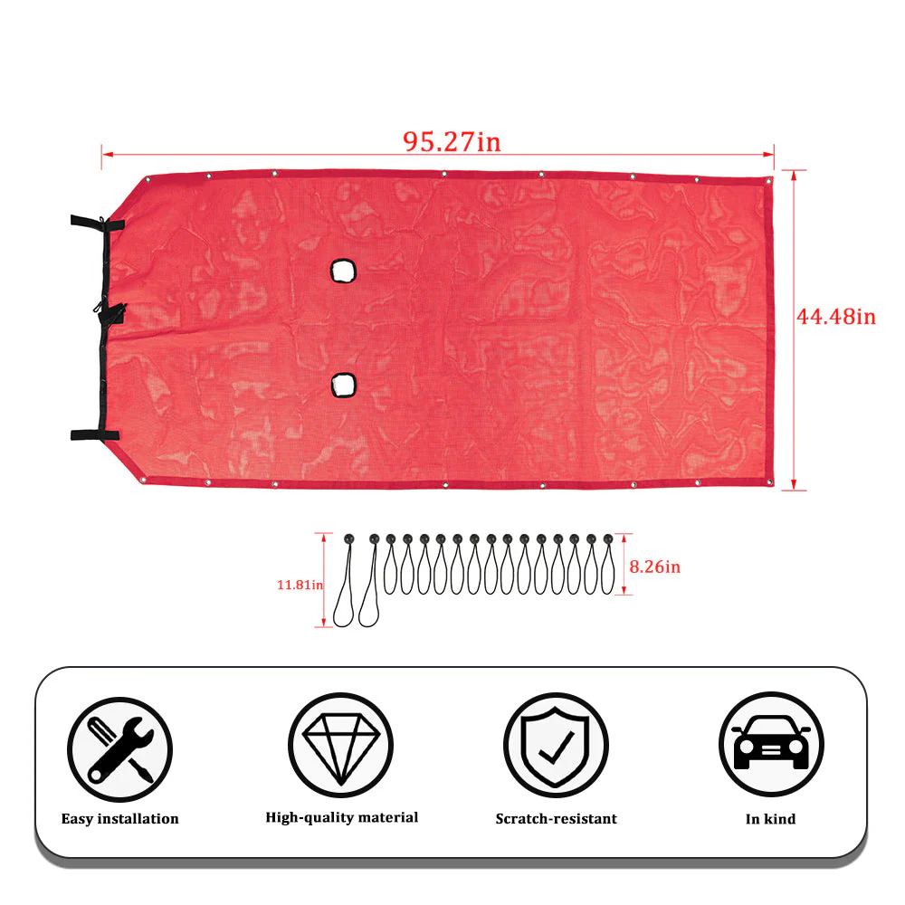 For 2007-2018 Jeep Wrangler JK 4Door Cargo Sun Screen Shade Insulation Net - Image 8