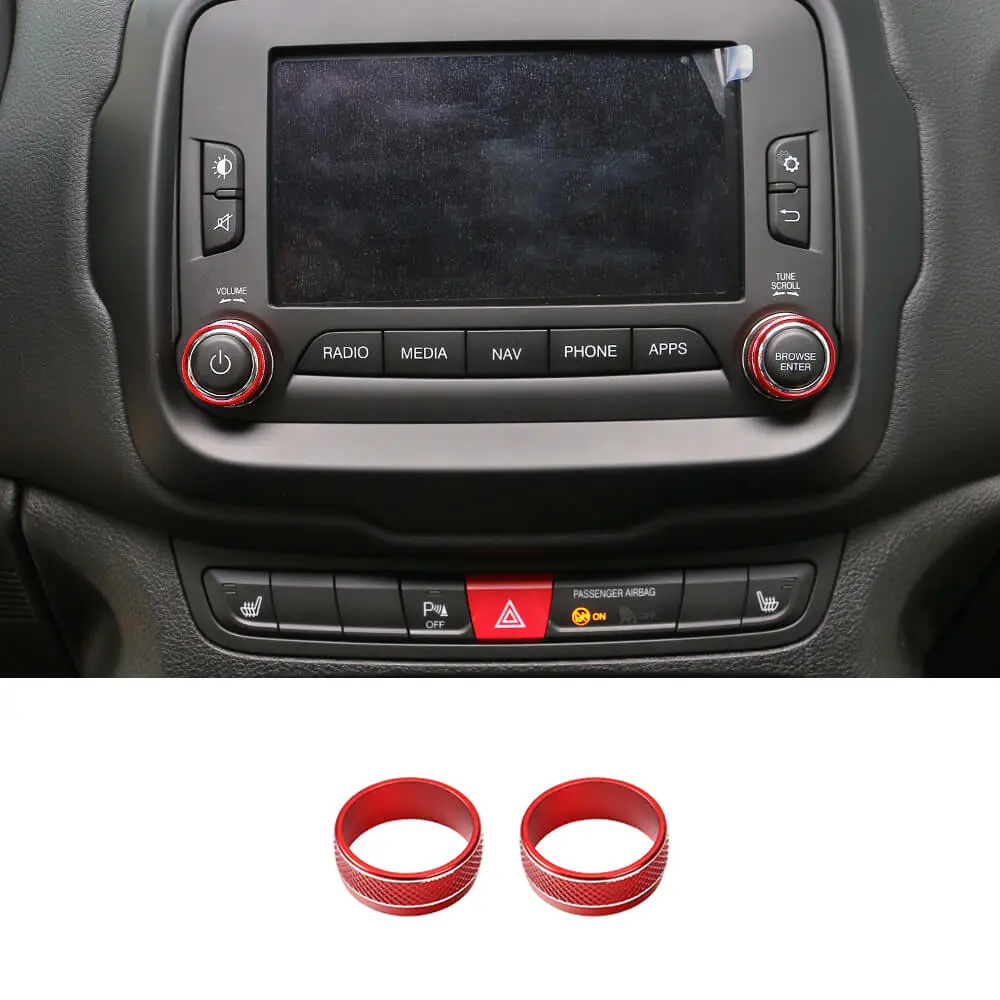 For 2015-2017 Jeep Renegade CD Switch Button Knob Cover Ring Trim