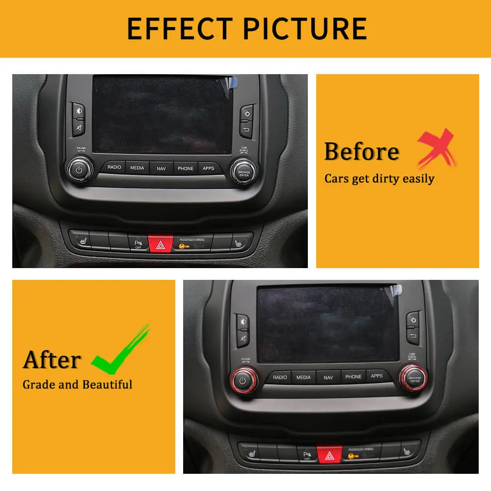 For 2015-2017 Jeep Renegade CD Switch Button Knob Cover Ring Trim - Image 2