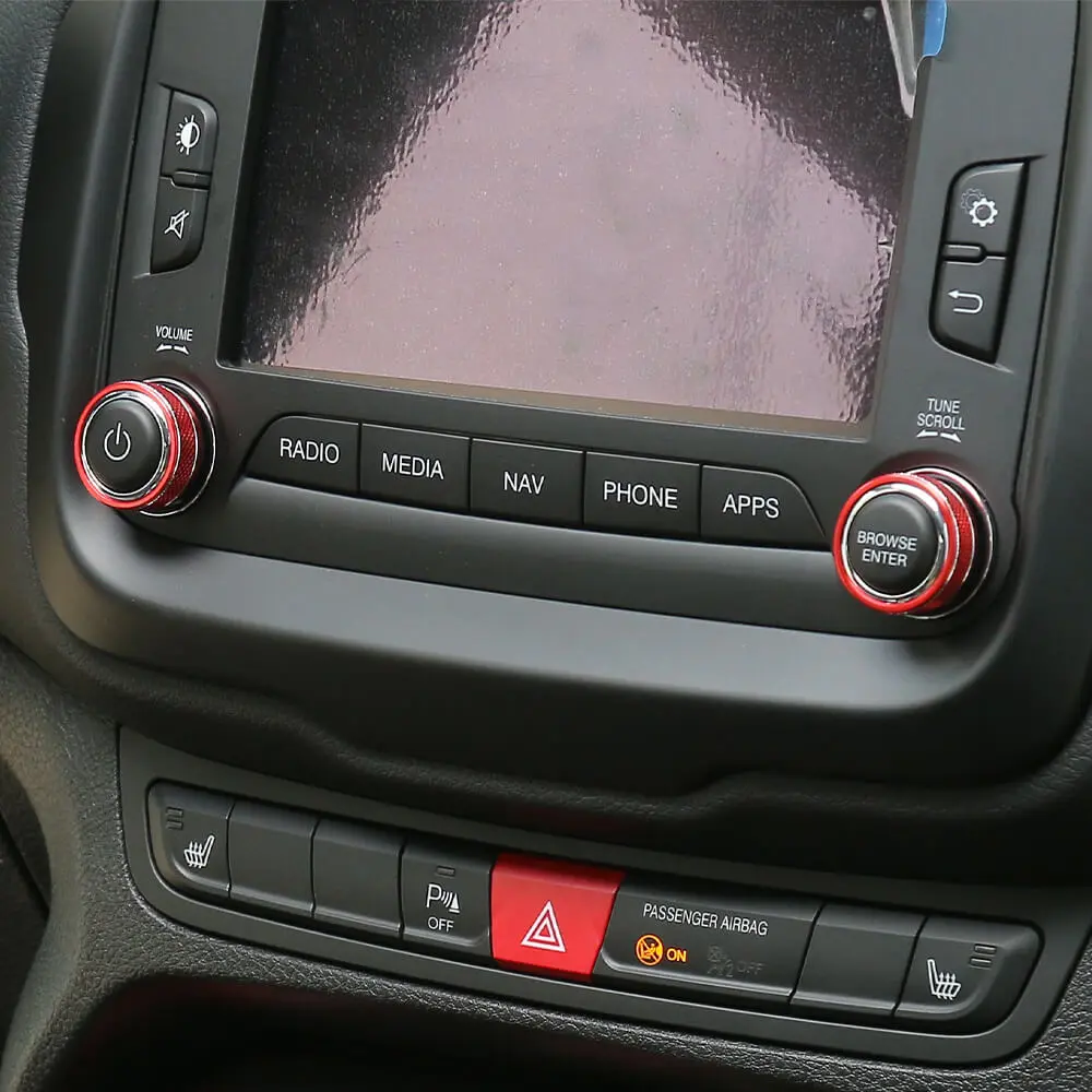 For 2015-2017 Jeep Renegade CD Switch Button Knob Cover Ring Trim - Image 4