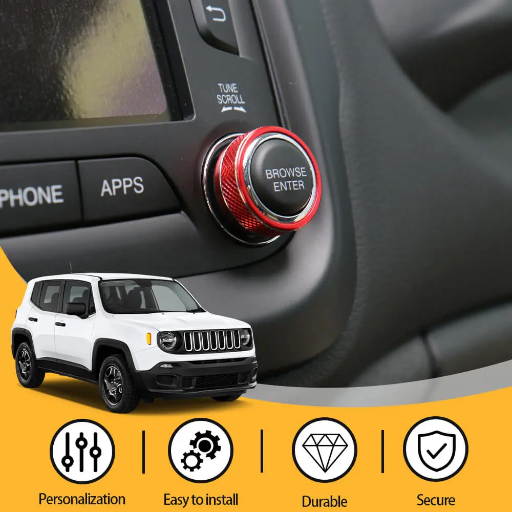 For 2015-2017 Jeep Renegade CD Switch Button Knob Cover Ring Trim - Image 6