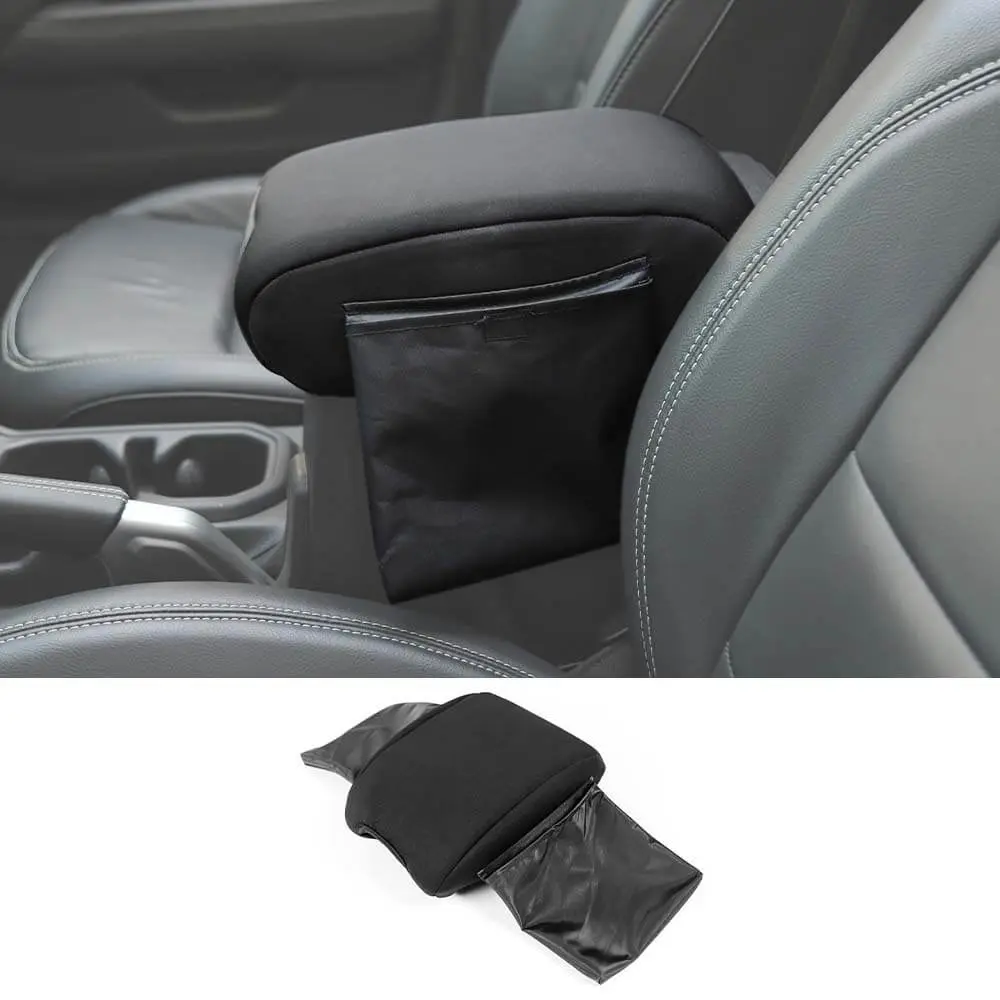 For 2018+ Jeep Wrangler JL & Gladiator JT Armrest Box Soft Cover Pad with Side Storage Pockets Bag