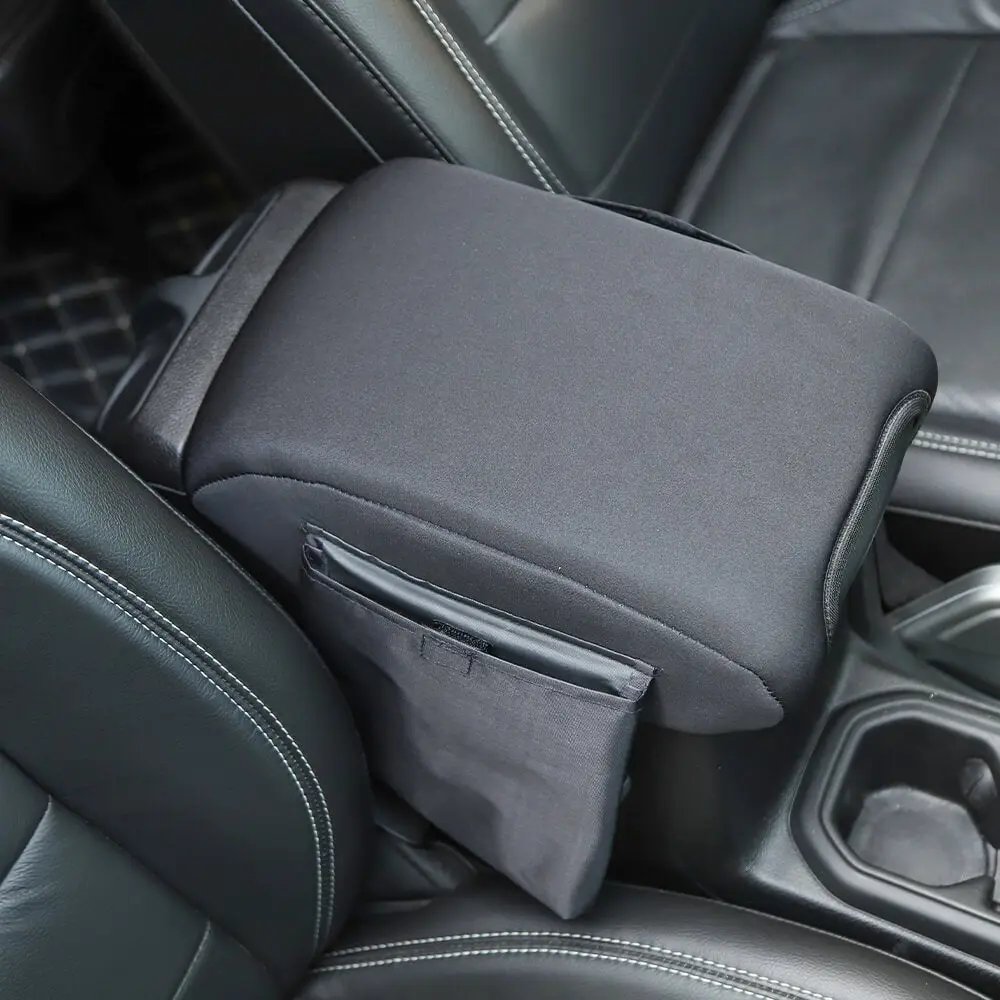 For 2018+ Jeep Wrangler JL & Gladiator JT Armrest Box Soft Cover Pad with Side Storage Pockets Bag - Image 3