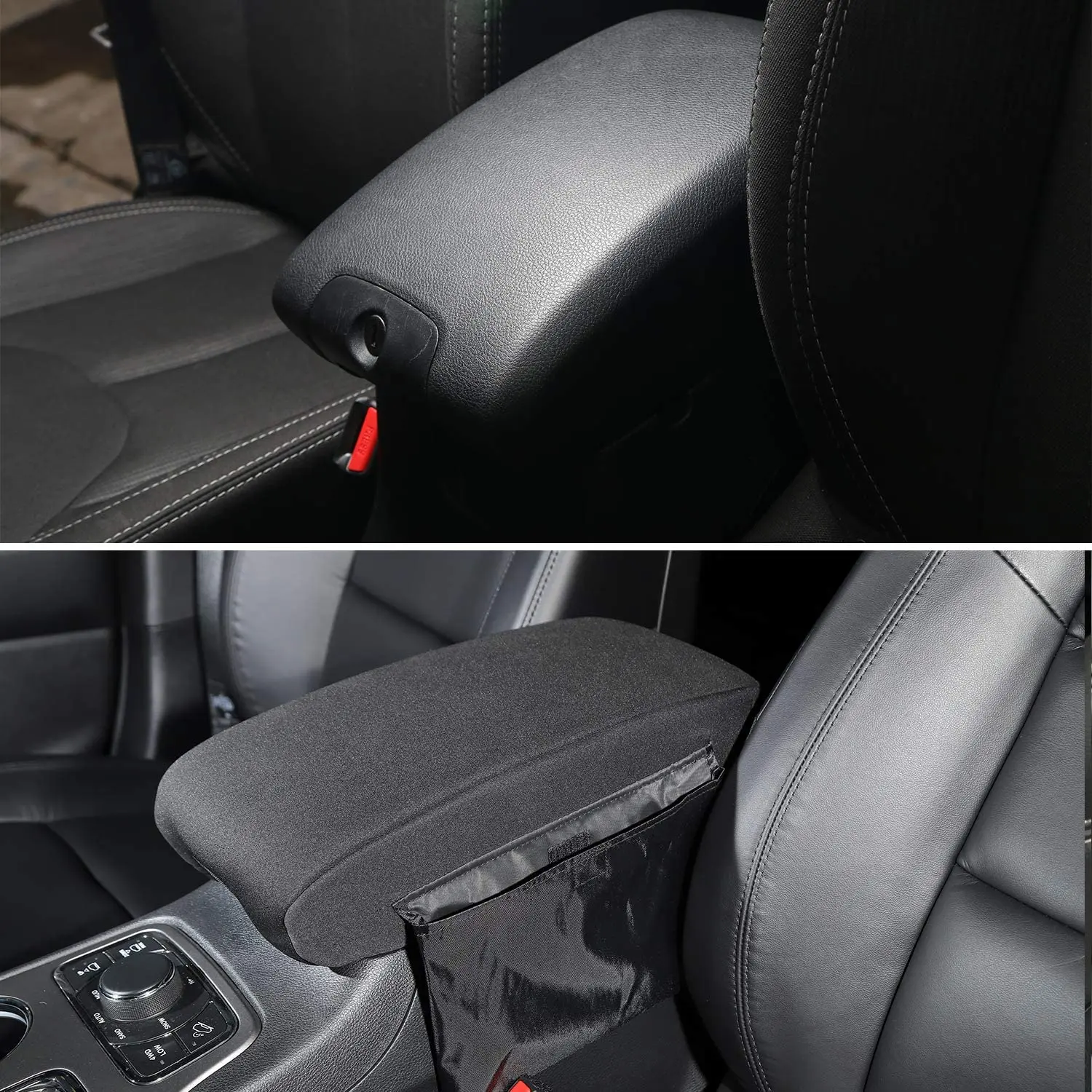 For 2011-2021 Jeep Grand Cherokee WK2 Center Armrest Pad Cover with Storage Bag - Image 6