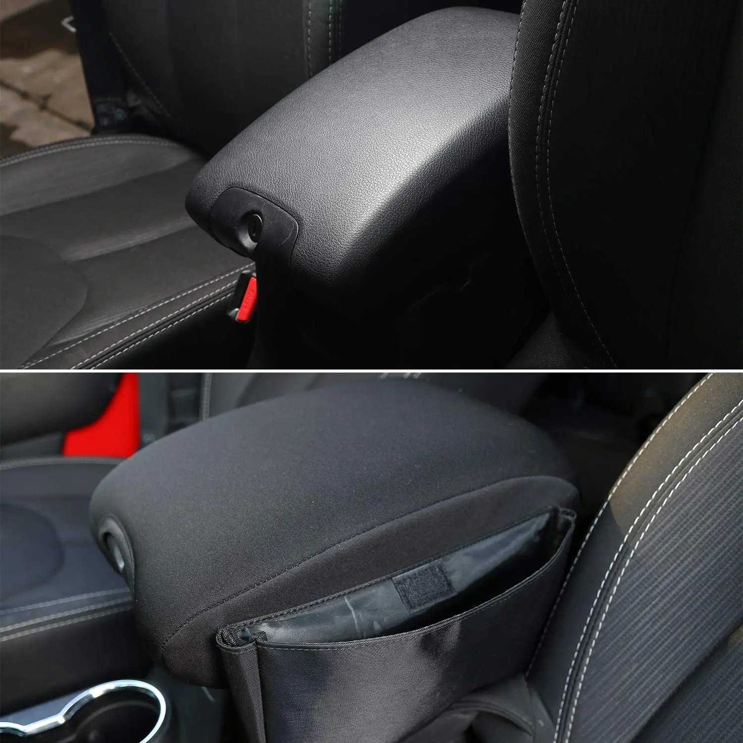 For 2011-2018 Jeep Wrangler JK JKU Center Console Armrest Pad Cover with Storage Bag - Image 5