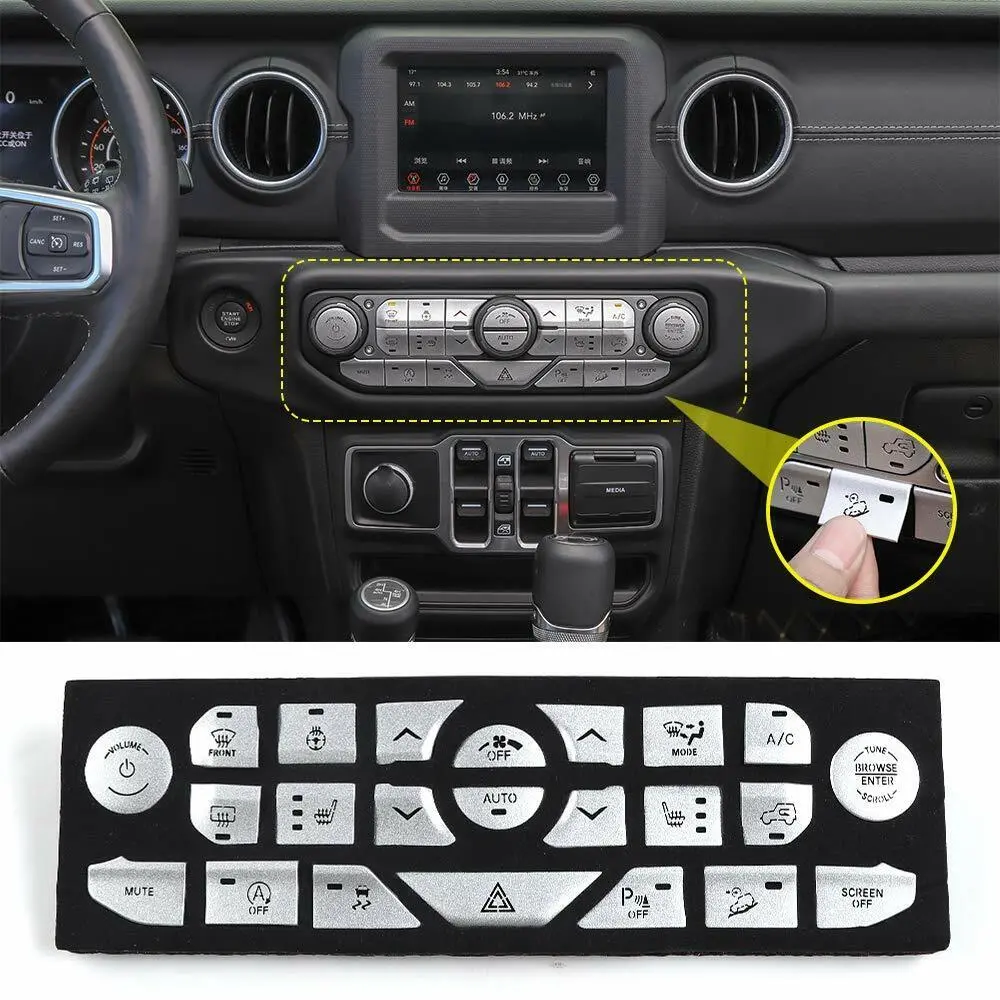 For 2018+ Jeep Wrangler JL JLU Center Console Button Decorative Cover Trim