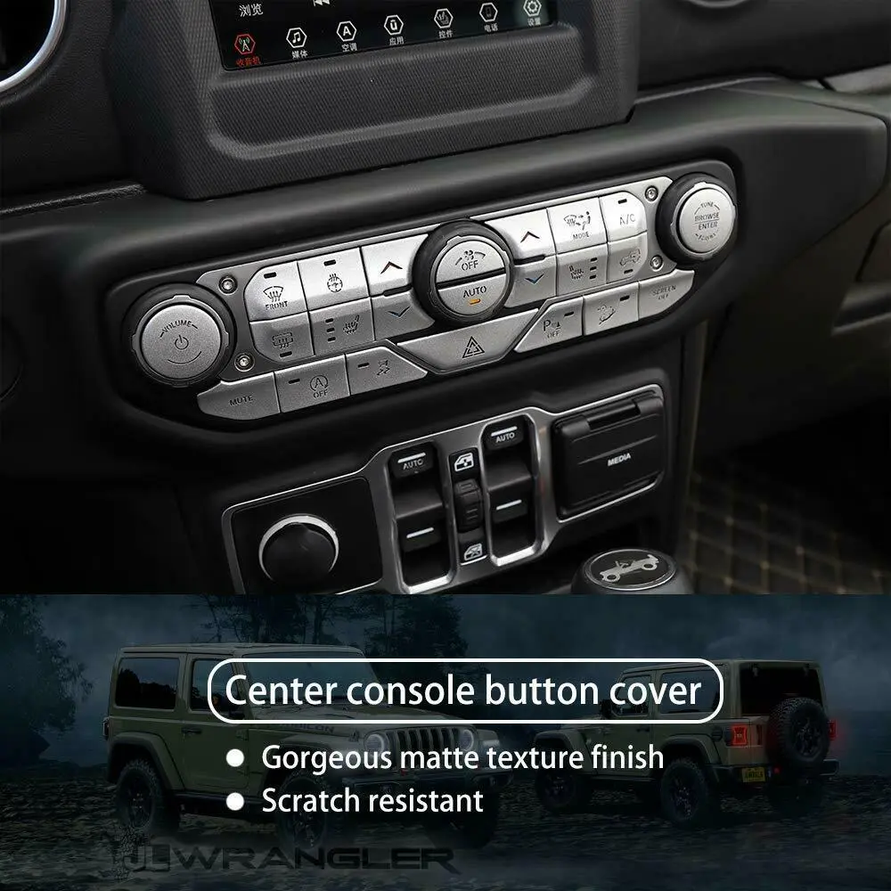 For 2018+ Jeep Wrangler JL JLU Center Console Button Decorative Cover Trim - Image 3