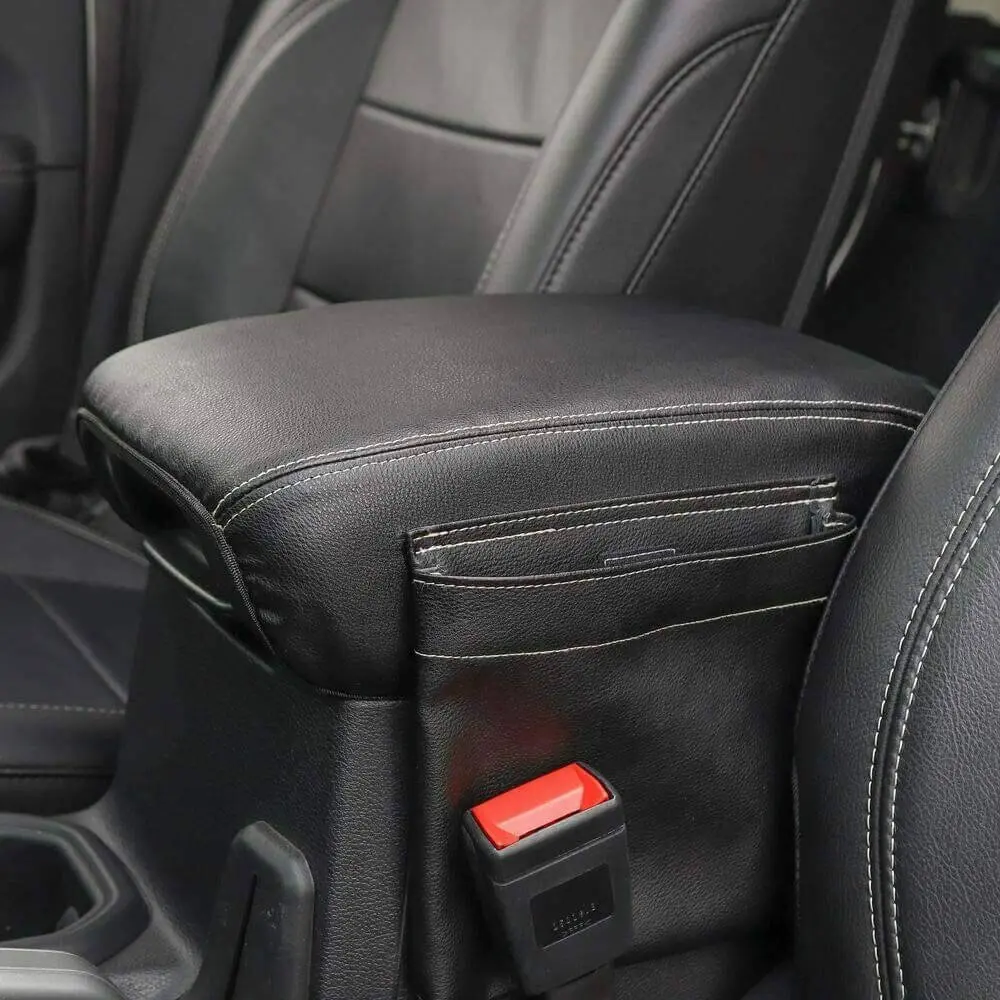 For 2018+ Jeep Wrangler JL JLU & Gladiator JT Center Console Armrest Box Cover Leather Pad with Side Storage Pockets Bag - Image 2