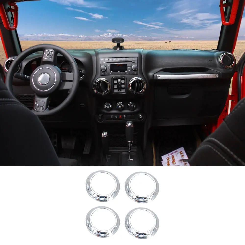 For 2011-2018 Jeep Wrangler JK JKU Center Console Dash Air Conditioner Vent Cover Trim 4PCS - Image 10
