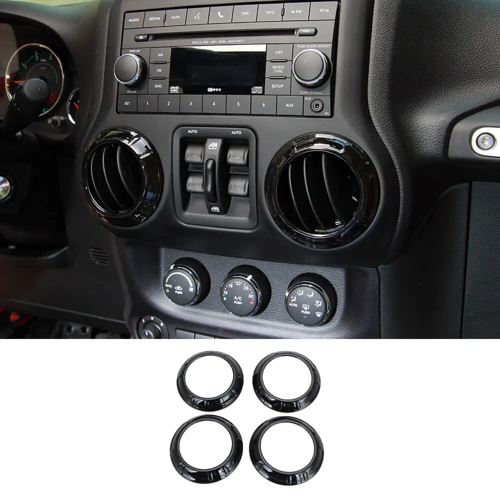 For 2011-2018 Jeep Wrangler JK JKU Center Console Dash Air Conditioner Vent Cover Trim 4PCS - Image 16