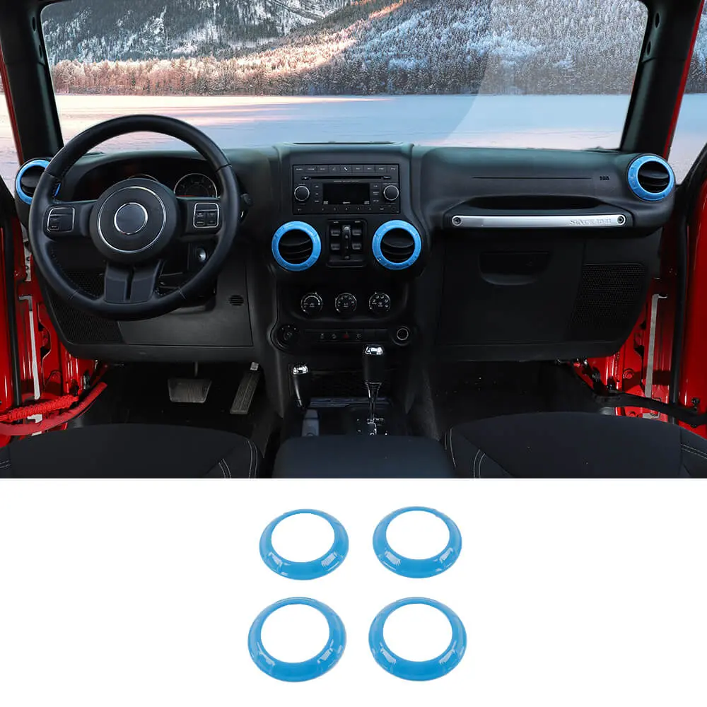 For 2011-2018 Jeep Wrangler JK JKU Center Console Dash Air Conditioner Vent Cover Trim 4PCS - Image 18