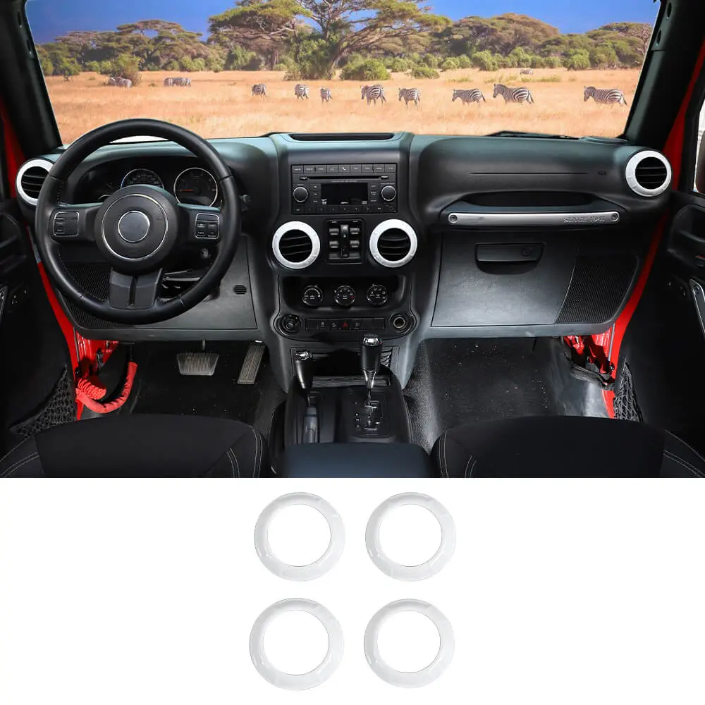 For 2011-2018 Jeep Wrangler JK JKU Center Console Dash Air Conditioner Vent Cover Trim 4PCS - Image 8