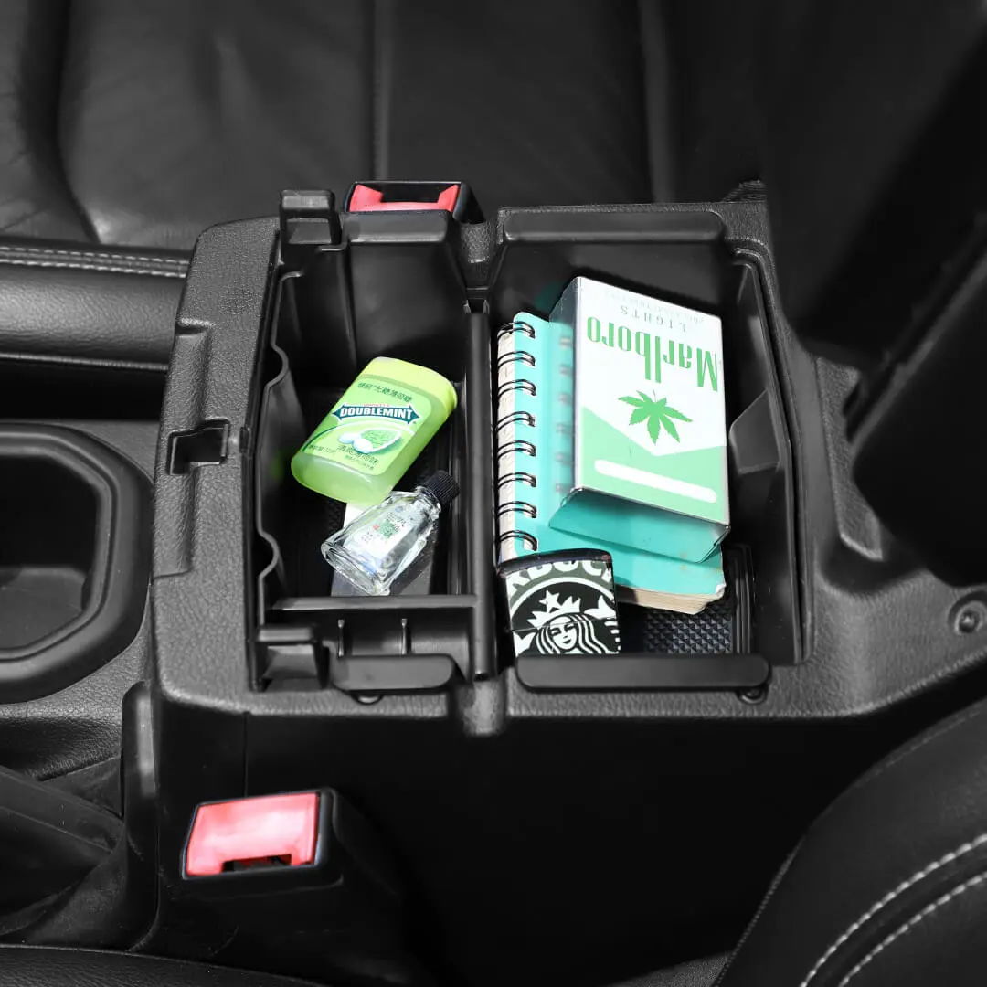 For 2018+ Jeep Wrangler JL JLU Center Console Organizer Tray Armrest Storage Box Divider - Image 3