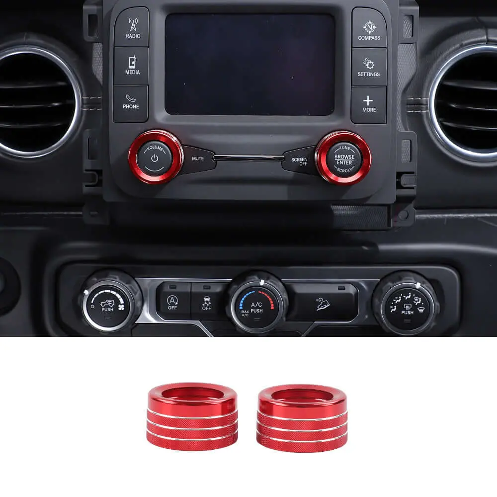 For 2018+ Jeep Wrangler JL JLU & Gladiator JT Center Console Small Screen Switch Knob Ring Trim