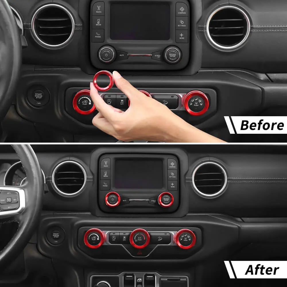 For 2018+ Jeep Wrangler JL JLU & Gladiator JT Center Console Small Screen Switch Knob Ring Trim - Image 2