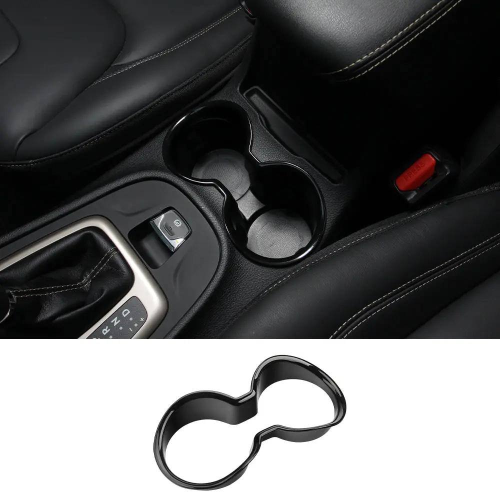 For 2014-2019 Jeep Cherokee Central Water Cup Holder Ring Decor Cover Trim - Image 10