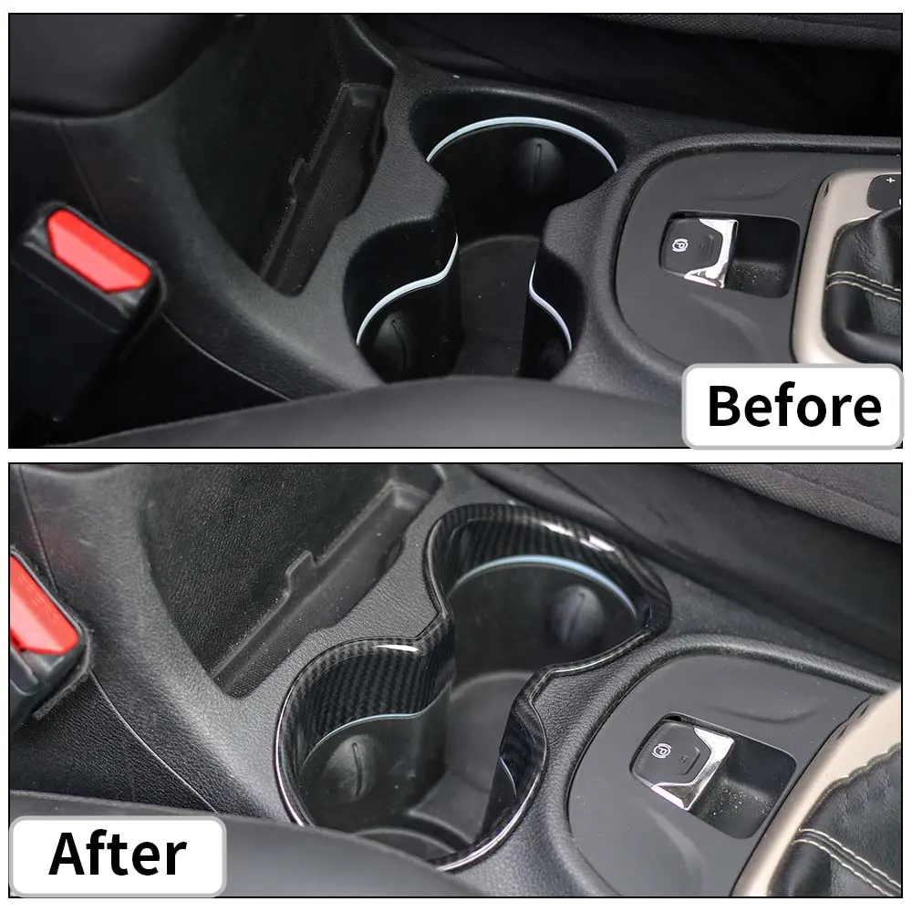 For 2014-2019 Jeep Cherokee Central Water Cup Holder Ring Decor Cover Trim - Image 2