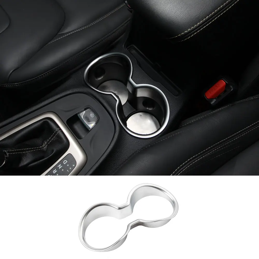 For 2014-2019 Jeep Cherokee Central Water Cup Holder Ring Decor Cover Trim - Image 9