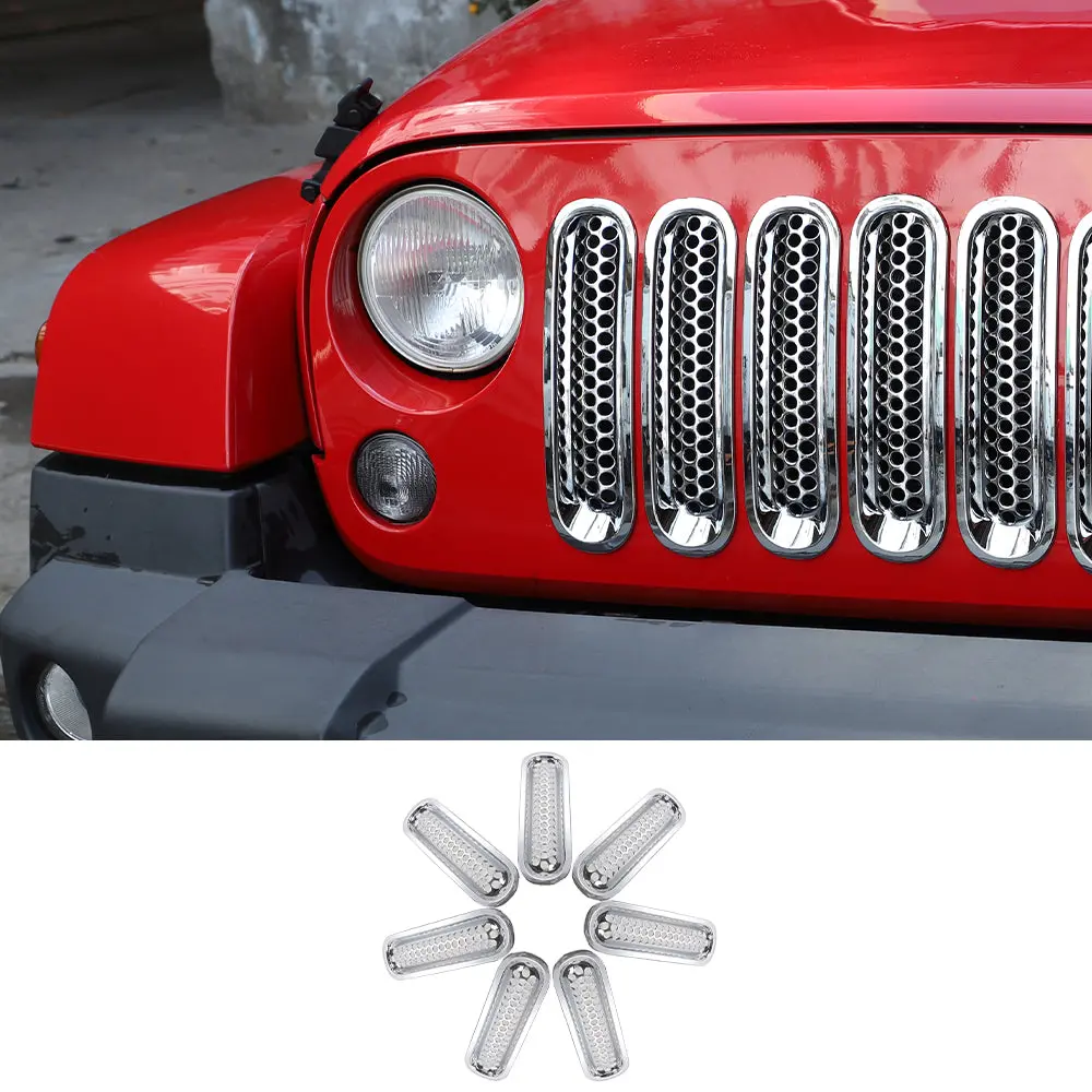 For 2007-2018 Jeep Wrangler JK JKU Clip-in Mesh Grille Inserts Trim - Image 11