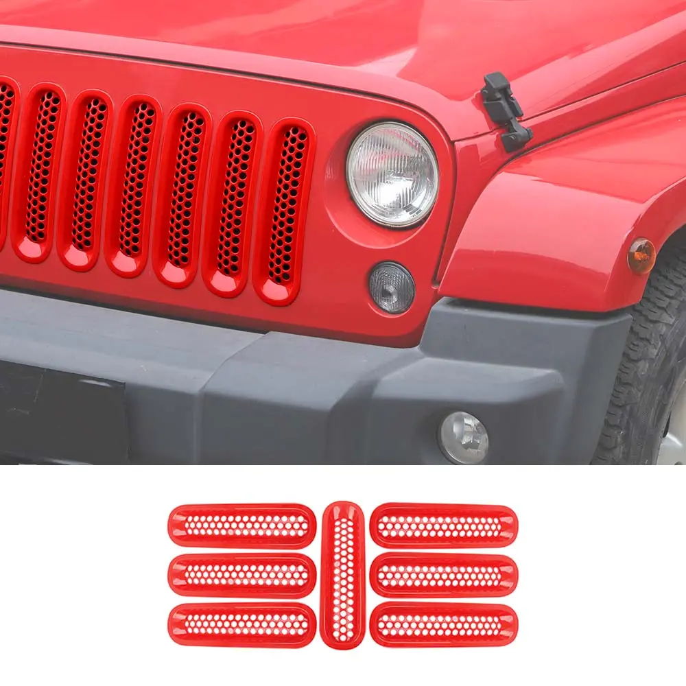 For 2007-2018 Jeep Wrangler JK JKU Clip-in Mesh Grille Inserts Trim - Image 19