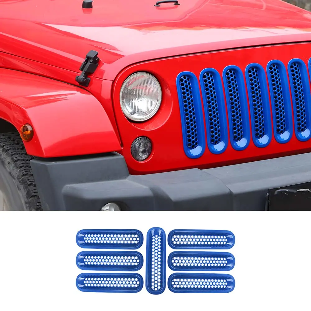 For 2007-2018 Jeep Wrangler JK JKU Clip-in Mesh Grille Inserts Trim - Image 20