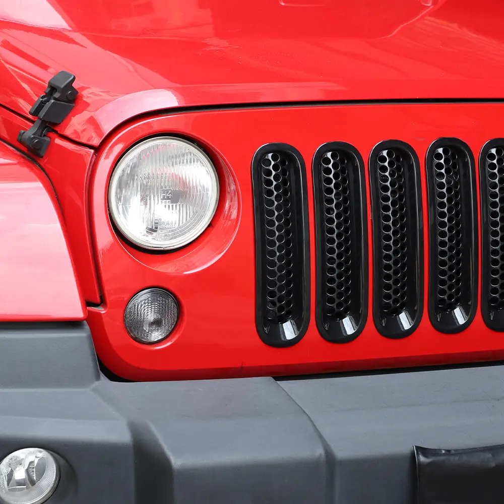 For 2007-2018 Jeep Wrangler JK JKU Clip-in Mesh Grille Inserts Trim - Image 4