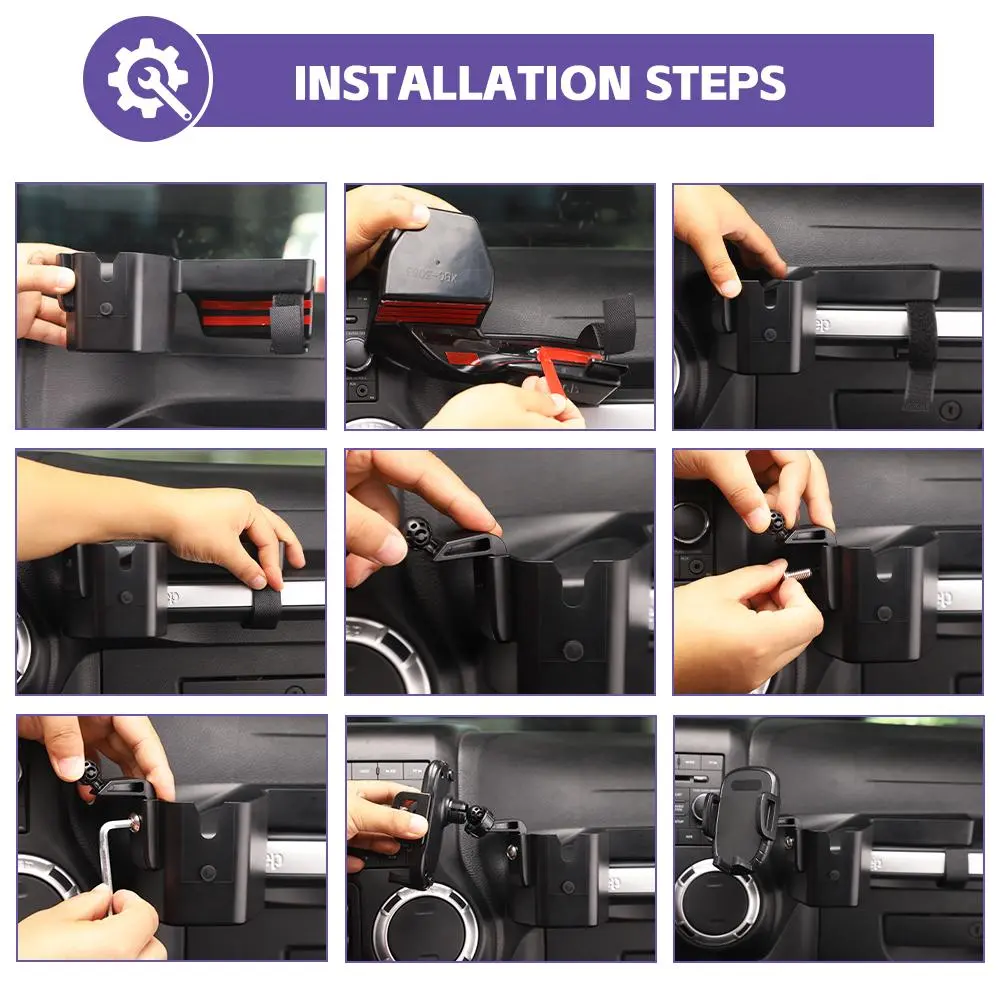 For 2011-2018 Jeep Wrangler JK Co-pilot Grab Bar Mount Mobile Phone Holder Bracket Storage Box - Image 5