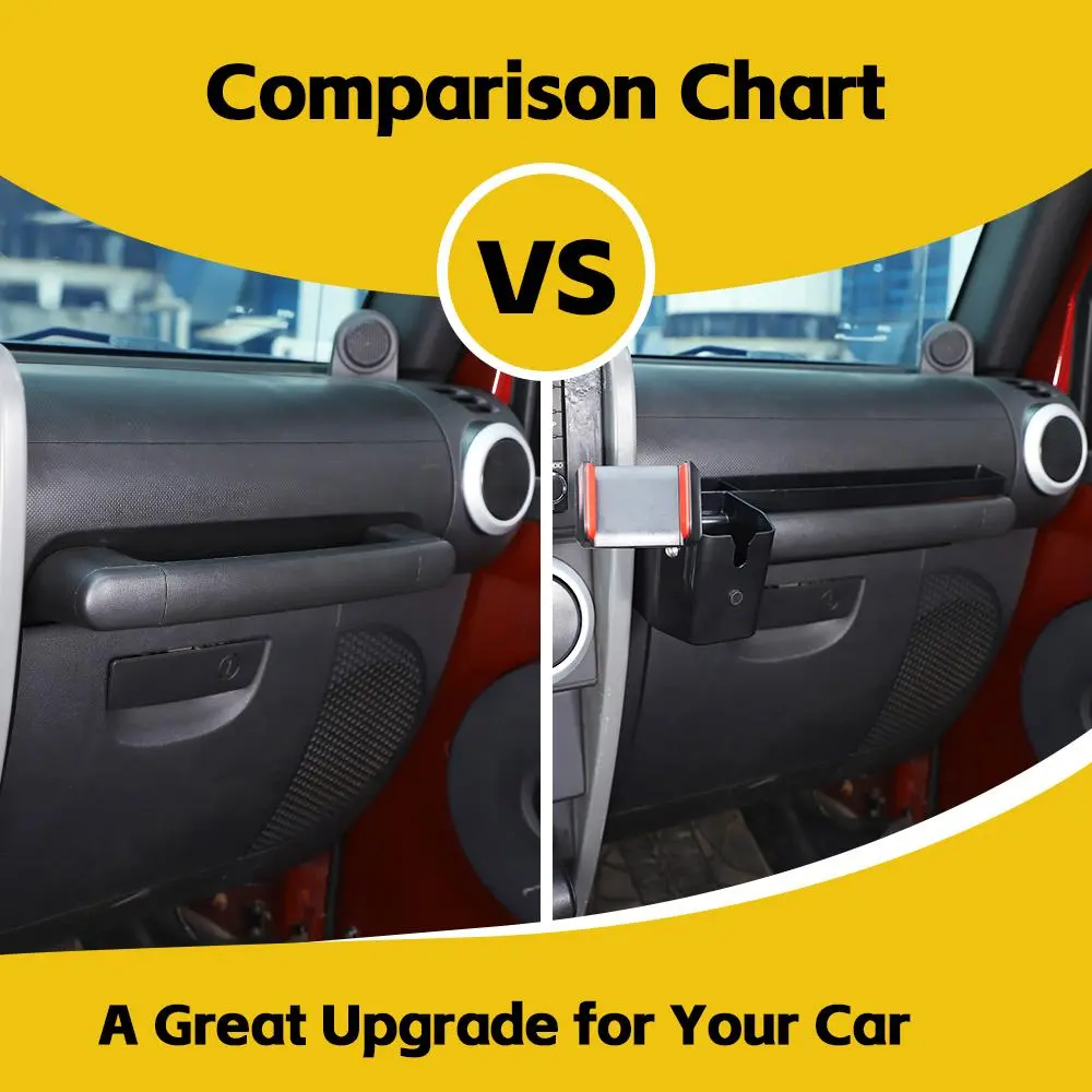 For 2007-2010 Jeep Wrangler JK Co-pilot Grab Bar Handle Storage Box & Phone Holder Base - Image 2