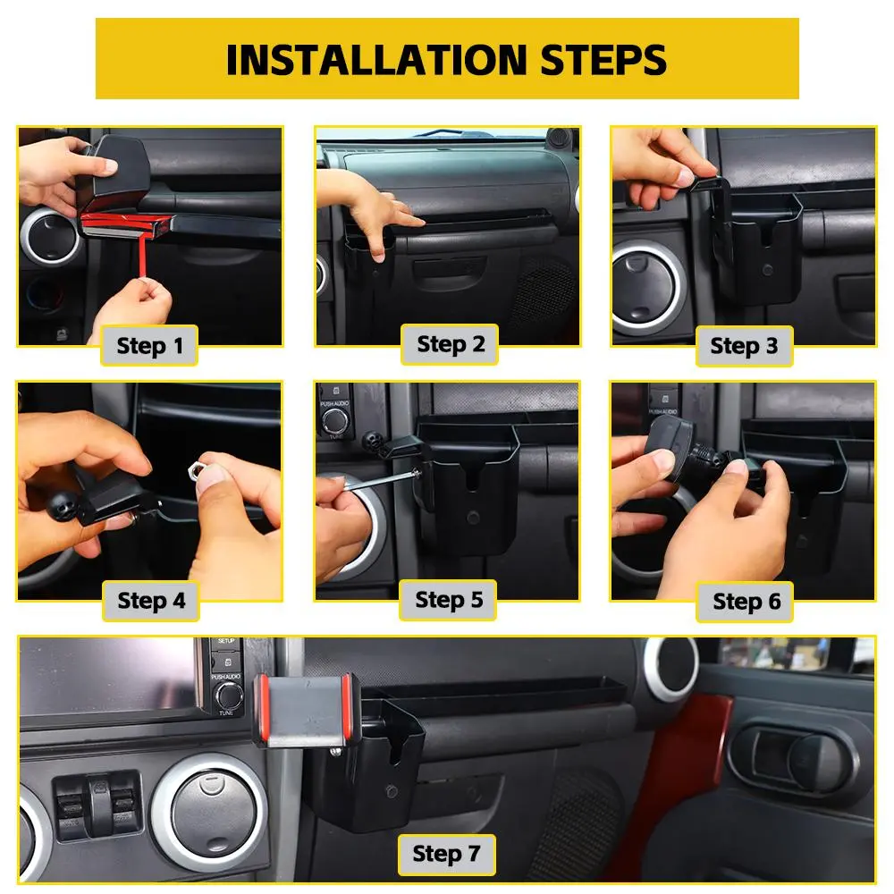 For 2007-2010 Jeep Wrangler JK Co-pilot Grab Bar Handle Storage Box & Phone Holder Base - Image 6