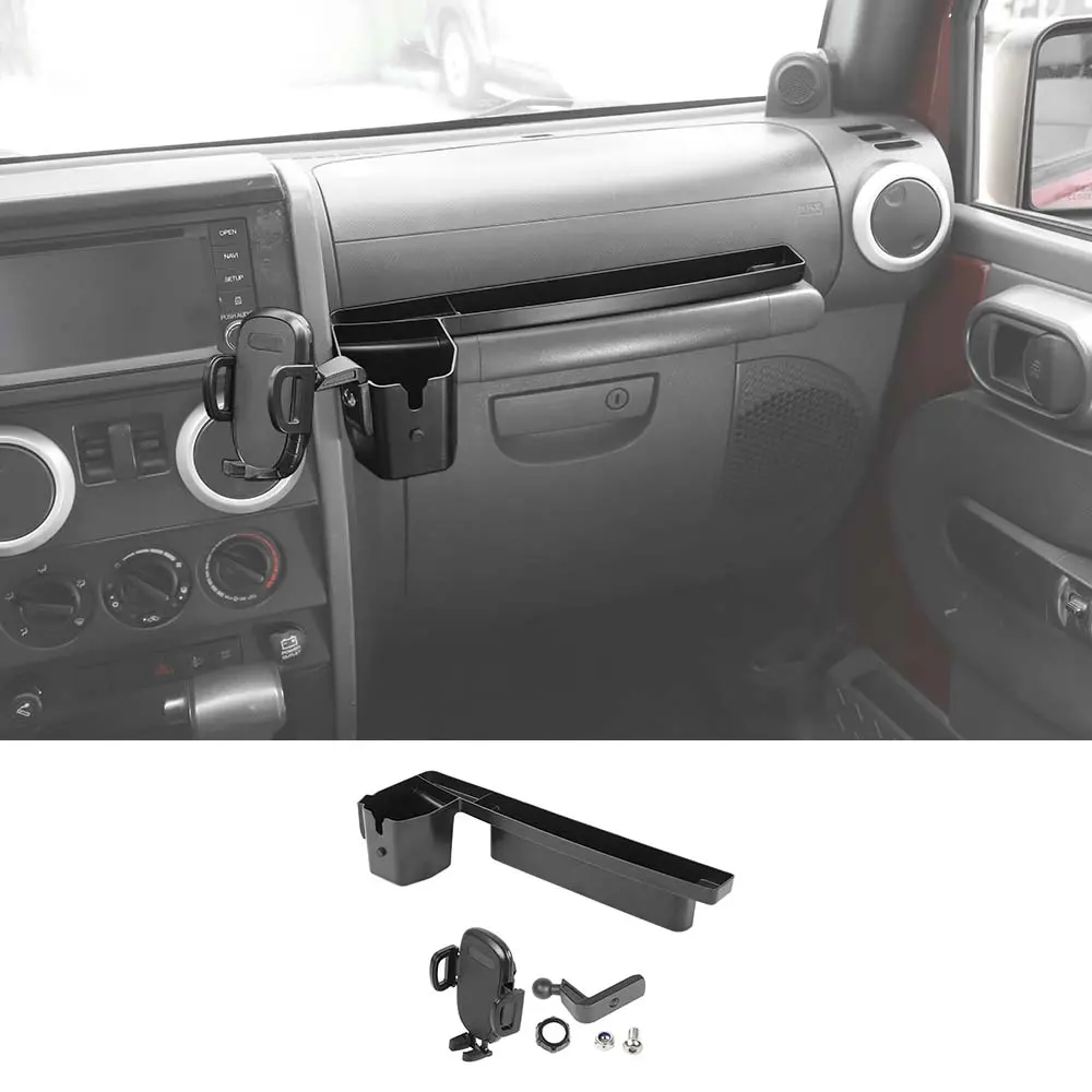 For 2007-2010 Jeep Wrangler JK Co-pilot Grab Bar Handle Storage Box & Phone Holder Base - Image 9