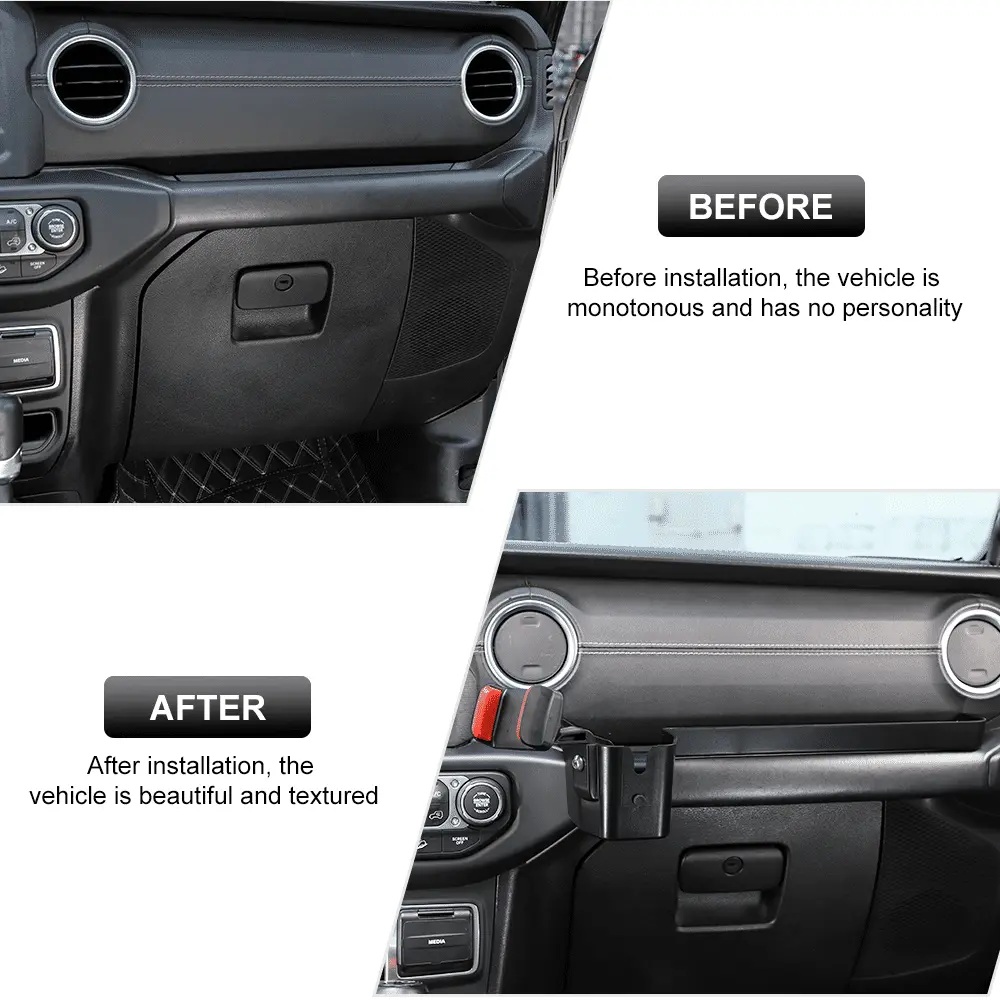 For 2018-2023 Jeep Wrangler JL/ Gladiator JT Co-pilot Grab Bar Handle Storage Box Phone Holder Base - Image 2