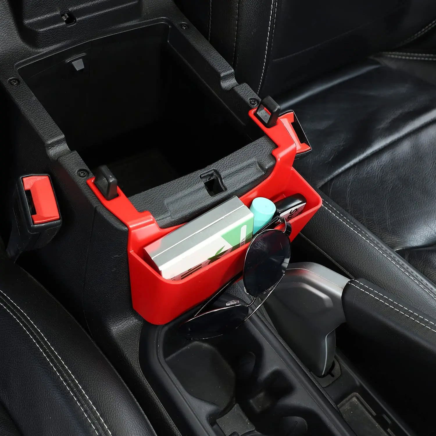 For 2018+ Jeep Wrangler JL JLU & Gladiator JT Front Center Console Armrest Organizer Storage Box Black - Image 3