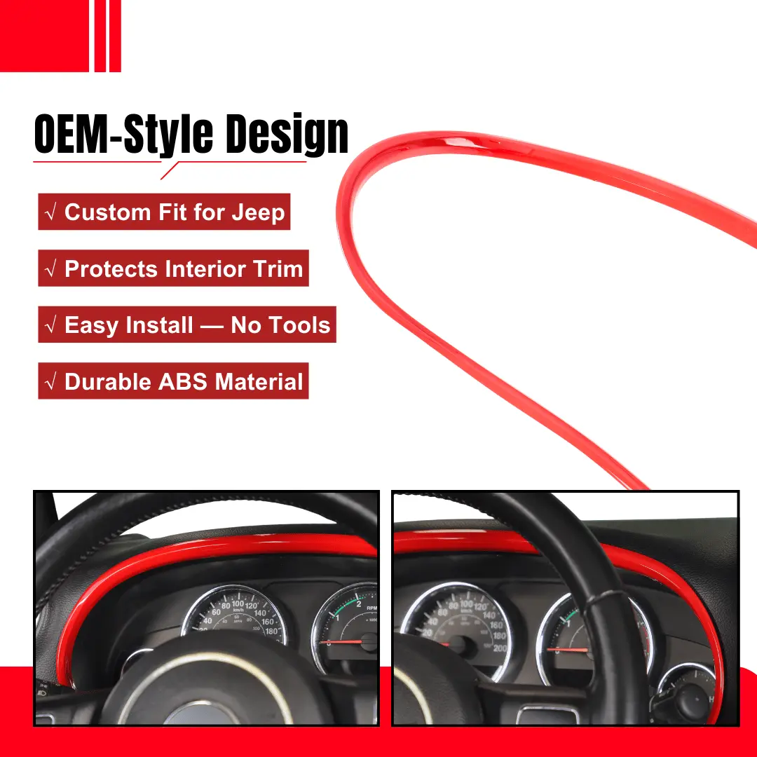 For 2011–2018 Jeep Wrangler JK JKU Dashboard Ring Trim Instrument Panel Accent Bezel - Image 3