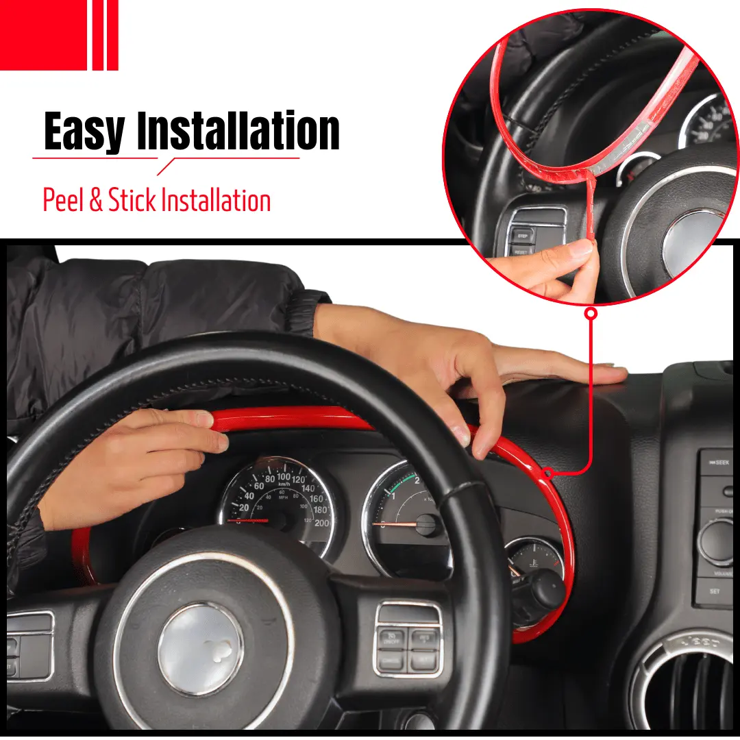 For 2011–2018 Jeep Wrangler JK JKU Dashboard Ring Trim Instrument Panel Accent Bezel - Image 4